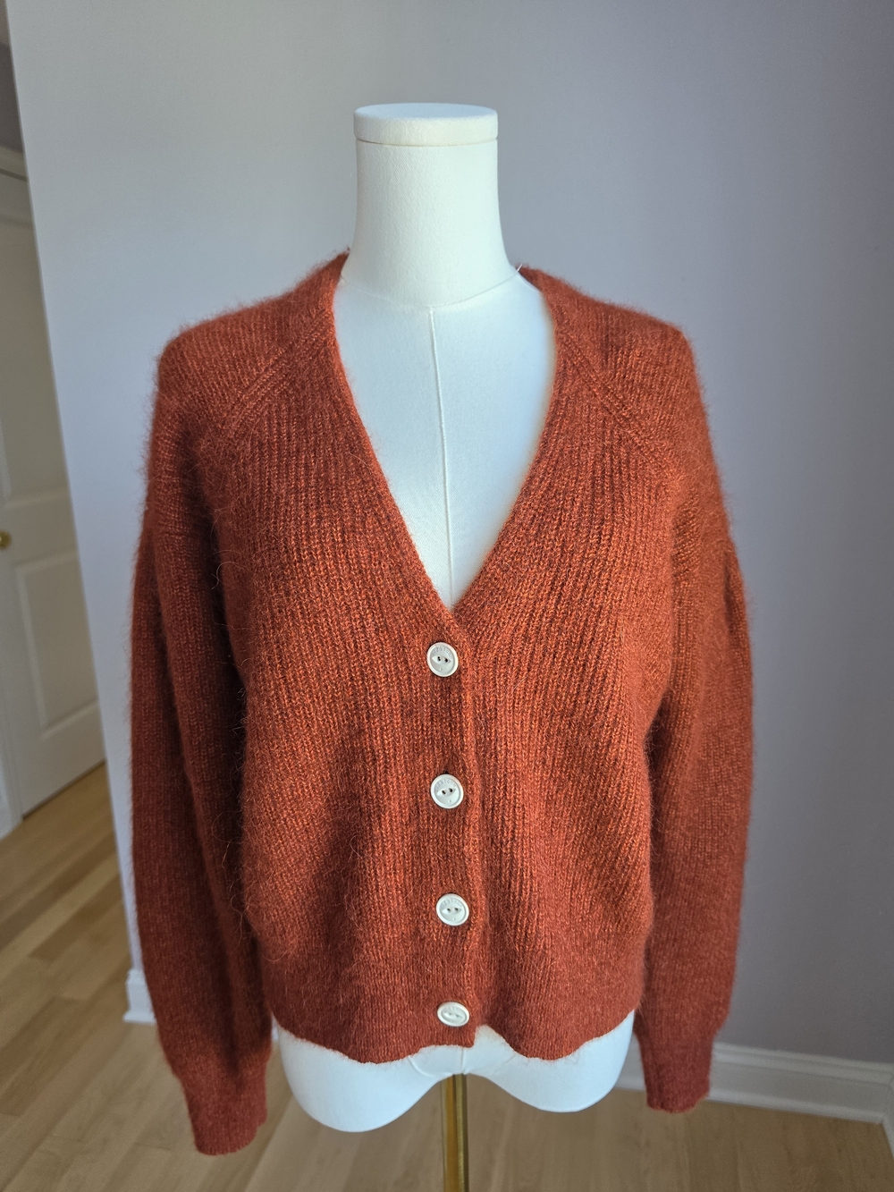 rag & bone Rust Orange V-Neck Button Cardigan